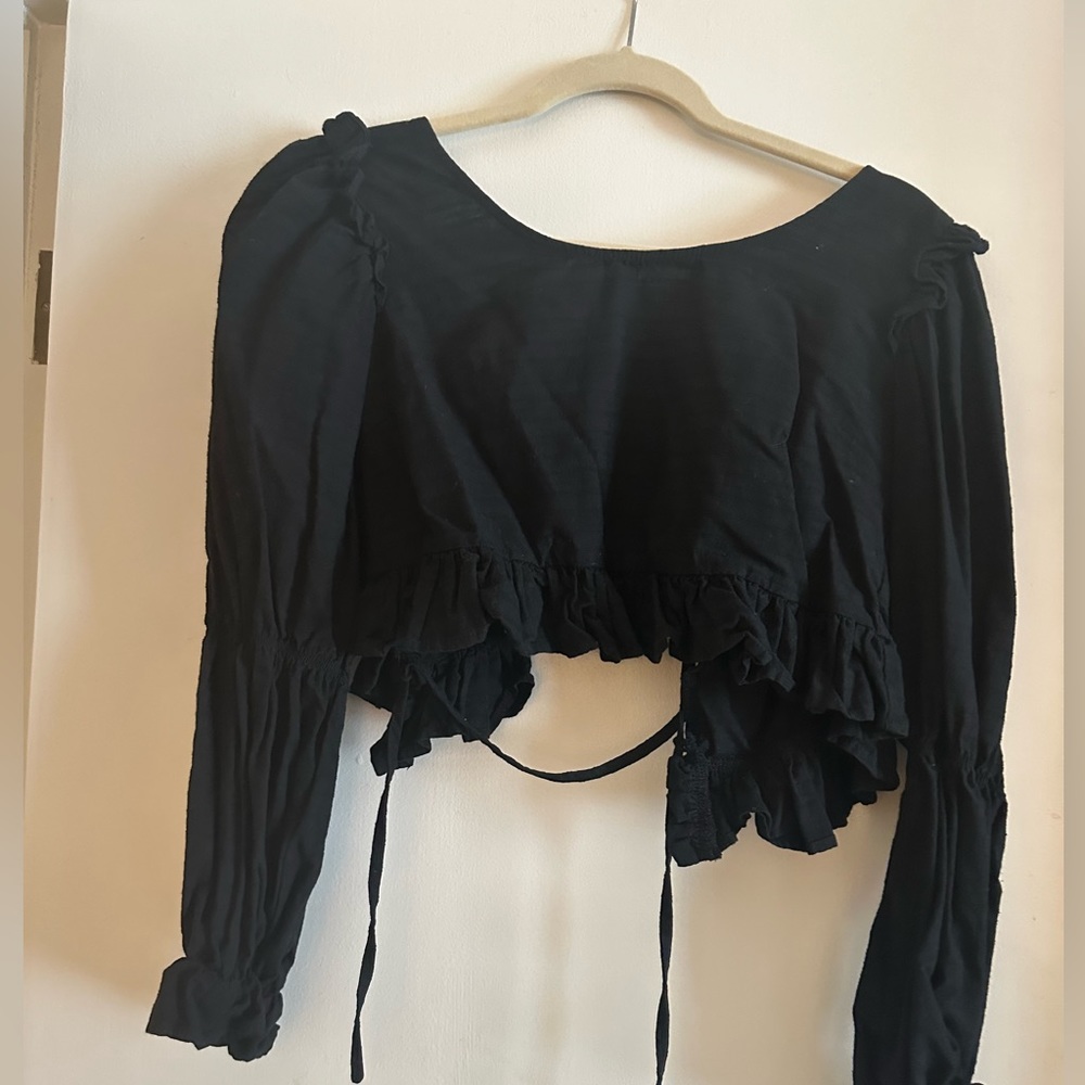 Lace up in back blouse